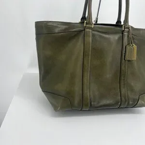 バッグ Coach Bleecker Legacy Weekend Tote Green Vintage Old COACH Bleecker Legacy Weekend Tote Light Green